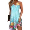 Casual Dresses Womens Summer Dress Button Down V Neck Sleeveless Fashion Boho Floral Beach Sundress A Line Cotton Midi