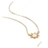 Pendant Necklaces 1Pc Unique Sunflower Opal Necklace Womens Retro Beautif Clavicle Chain Fashion Accessories Choker Charm Gift Drop De Dh2Va