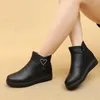 Casual Shoes Winter Genuine Leather Soled Short Boots For Mothers Middle-aged And Plush Warm Ti Slip Elderly Cotton