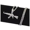 Pendentif Colliers Bijoux de mode Ak47 Gun Collier Glacé Strass Hip Hop Chaîne Or Sier Couleur Hommes Femmes Biker Cadeau Drop Delive Dhr6E