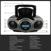 스피커 Retekess TR631 휴대용 CD 붐 박스 스테레오 라디오 FM Bluetooth 3W 스피커 LCD 디스플레이 지원 알람 시계 MP3 AAC USB AUX ELDER