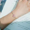 Charm-Armbänder, Valentinstagsgeschenke für Freundin, niedliches rosafarbenes verstellbares Zirkon-Kristall-Herz-Armband für Frauen, Teenager, Mädchen, Party, CZ