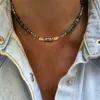 Collares retro clásico clásico con caparilla labradorita collar mixto hombre para mujeres