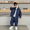 Clothing Sets 2024 Spring Autumn Baby Boys Blue Cowboy Sport Suit Children Solid Color Denim Jacket Coat Jeans Long Pants Two-piece Set