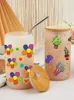 Raamstickers Vlinder Bloemen UV DTF Transfer Sticker Voor De 16 oz Libbey Bril Wraps Flessen Cup DIY Waterdicht D12986