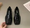 Scarpe eleganti Scarpe autunnali Oxford con plateau Scarpe da donna con tacco Uniforme scolastica nera Studenti Mocassini da donna Punta quadrata in pelle