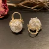 Beautiful diamond flower pearl fashion designer earrings for women girls shiny diamond crystal stud clip on earrings jewelry