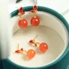 Boucles d'oreilles papillon naturel sud rouge Agate femme argent Sterling Style chinois Vintage