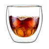 ワイングラスティーラテ用のダブルウォールインスル化ガラスカップコールドビバレッジマグカップまたは