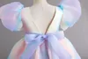 Girl's Dresses Rainbow Tutu Girl Party Dress Pageant Childrens Clothing Princess Childrens Bride Dress Birthday Wedding Dress Vestidos 1-6 24323