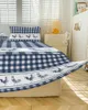 Yatak etek çiftliği ekose horoz suluboya retro elastik takılmış yatak örtüsü Yastık yatak kapağı yatak set sayfası