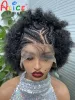 Peruk örgülü peruk sentetik dantel ön peruk örgülü saç perukları siyah kadınlar için çörekler ile afro kinky kıvırcık saç perukları günlük kullanım