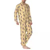 Masculino sleepwear macaco outono animal silhueta solta oversized pijama conjunto homens manga longa bonito padrão de sono nightwear