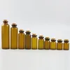 Storage Bottles 500 X 5ml 6ml 7ml 8ml 10ml 15ml 20ml 35ml 50ml Empty Amber Glass Bottle With Cork 1/2oz Brown Vials Containers