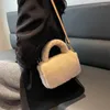 Axelväskor crossbody väska för kvinnor 2024 vintermärke plysch mode kvinnlig tote designer fluffy päls damer lyx liten handväska