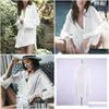 Blouses Femmes Chemises Femmes Ayualin Blanc Flare Manches Longues Plage Swim Er Up Femmes Blouse Chemise 2021 Coton Y Deep V Ncek Boho Dr Dh8Zf