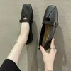 Casual Shoes Flat Women Square Head Buckle Slip-On Pumpar 2024 Soft-Soled Cozy Loafers Fashion Plus Size Ballet Flats
