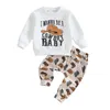 Clothing Sets Toddler Baby Girl Boy Western Clothes Infant Highland Cow Print Pullover Sweatshirt Elastic Waist Joggers 2PCS Outfit