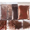 4 Beutel*50g Brauner klobiger Nagelglitter, feines Pulver, Pailletten, Dekoration, holografischer Mix, Sechseck-Masse, Chrompigment, Nagelzubehör 240301