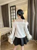 Kvinnorjackor 2024 Spring Sexy Fashion Women Off Shoulder Feather White Jackrock för damer DDXGZ2 2.19