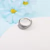 Anéis de cluster intemporal pave crossover dual band anel genuíno 925 prata esterlina noivado casamento declaração jóias mulheres anillos