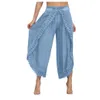 Damenhose Capris Lady Wear Mori Girl Elastische Taille Spitze Cloghet Weites Bein Wadenlange Baumwollhose Hippie Boho Frauen Drop Del Dhe3R