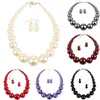 Ensemble de boucles d'oreilles et collier, créatif, à la mode et exagéré, chaîne de clavicule en perles, boucles d'oreilles polyvalentes, cadeau de personnalité pour femmes