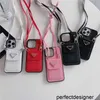 Designer Fashion Shoulder Lanyard Card Bag Telefonfodral för iPhone 15Promax 15 14 Plus 14Pro Max 13Pro 13 12Pro 11 Luxury Leather Texture Crossbody Necklace Strap Co