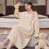 Kvinnors sömnkläder Kvinnor Pyjamas Cotton Elegant Sleepshirts Kawaii Waffle Autumn Winter Plus Size 3xl 4XL Nighties Lady Comfy Nightgowns