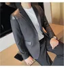 Men's Suits Striped Blazer Mens Slim Leather Stitching Masculino Business Casual Stylish Chaquetas Hombre De Vestir