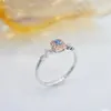 Anneaux de cluster YM2024 Solide 18K Or Nature Bleu Diamants 0.12ct Mariage Fiançailles Femelle Pour Femmes Bague Fine