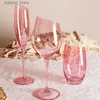 Wine Glasses Flamingo Slanted Champagne Wine Glasses Water Cup Set Crystal Light Luxury Retro Goblet Home Pink High-Value Bordeaux Wine Glass L240323