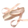 SCARPE USHINE Girls Women Dance Shoe Shoe Pink Ballet Pointe Slifors Ballet Plats Scarpe con nastri di punta di punta rosa