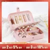 Jewelry Boxes Portable Travel Jewelry Box Necklace Earrings Ring Jewelry Organizer Display Pu Leather Storage Large Cacity Jewelry Case L240323
