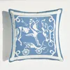 Delicato stile europeo leggero velluto di lusso serie azzurro stampa duplex cuscino cuscino cuscino per schienale divano modello decorazione della stanza cuscini di supporto lombare