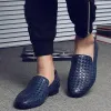 Shoes Men's Retro Woven Leather Casual Shoes Mens Driving Loafers Light Moccasins Men Trendy Party Wedding Flats EUR Sizes 3848