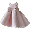 2023 Childrens Evening Gown Bow Design Spanish Vintage Girls Birthday Baptism Party Christmas Red Dresses For Eid 240309