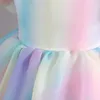 Meisjesjurken Regenboog Chiffon Babykleding Meisje V-rug Pluizige mouwen Kinderjurk Knielengte 1-7 jaar Carnavalskleding Kindermeisjes 24323