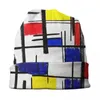 Berets Mondrian Minimalista de Stijl Arte Moderna Bonnet Hat Knit Hip Hop Unisex Geométrico Inverno Quente Skullies Beanies Caps