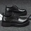 Casual Shoes 2024 High Quality Men Leather Slip On Thick Heel Lace-up Male Outdoors Non-slip Wear Resistant Men's