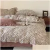 مجموعات الفراش الصغيرة الطازجة الطازجة مزدوجة الغزل طبقة زهرة القطن زهرة السرير و لحاف إيه إسقاط تسليم المنسوجات لوازم DH9XK