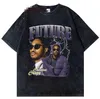 Herren T-Shirts Hip Hop Männer gewaschen T-Shirt Future Rapper Grafikdruck Schwarz T-Shirt Frauen Harajuku Vintage 90er T-Shirt Sommer Kurzarm Tees J230516
