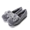 Casual Schoenen Plus 34-43 Winter Bont Flats Loafers Vrouwen Kant Kristal Boog-Knoop Warme Klimplanten Dames Zachte hak Mocassins Zwangere