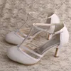Dress Shoes Wedopus Lace Sandals For Women Wedding T-strap Ivory Bride 3 Inch