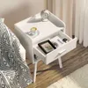 Lerliuo White Medieval Modern Drawers and Solid Wood Legs, Table with Storage Wooden Bedside Table, Small Space, Living Room, Bedroom, Dormitory