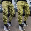 Calças masculinas homens casual preto carga ginásio solto plus size listrado multi bolso esportes fitness hip hop jogger calças pantalones hombre