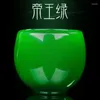 Tasses soucoupes tasse chinoise Liu Li pierre rétro empereur vert Jade porcelaine maître tasse-Ruyi grande capacité Cha Wan Kungfu service à thé