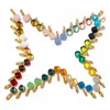 Baumelnde Ohrringe, 10 mm, Nudo-Candy-Stil, Kristall-Tropfenohrring, 30 Farben, rosévergoldet, für Damen, Modeschmuck, Geschenk