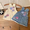 DD Style Girls Denim Suspender Robe Kids Letter Badge Patch Patch Robe en velours Cordire 2024 Spring Children Clothing Z7306