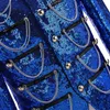 Royal Blue Sequin Embellished Military Blazer Jacket Men Stage Party Prom Mens Tuxedo Suit Jacket Singer Show DJ Costume Homme 240313